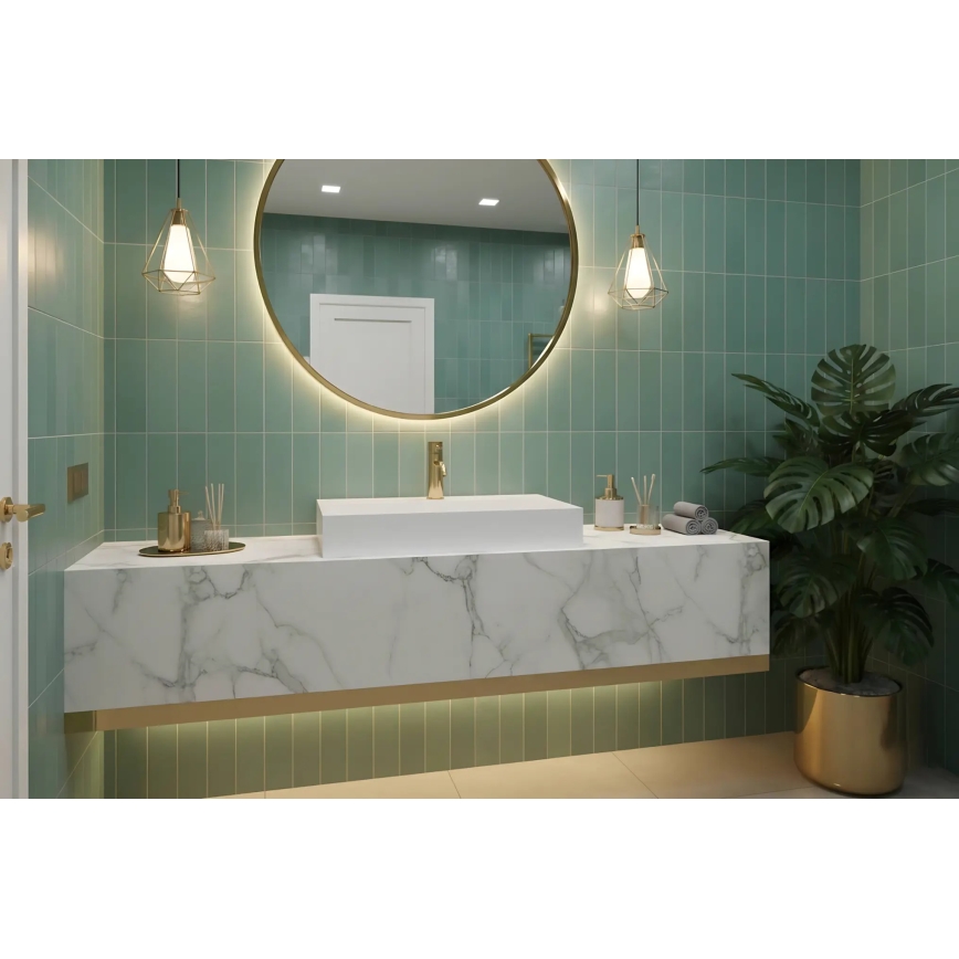 REA-U8902 - Pultni umivalnik GOYA 46x70 cm konglomerat/matno bela