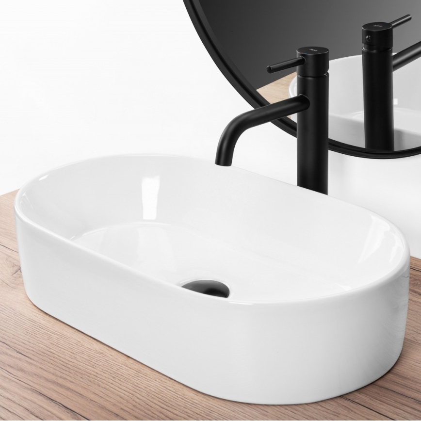 REA-U9108 - Nadpultni umivalnik LAYLA 30x53 cm keramika/sijajna bela