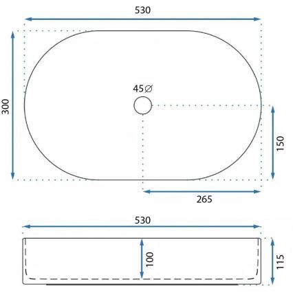 REA-U9108 - Nadpultni umivalnik LAYLA 30x53 cm keramika/sijajna bela