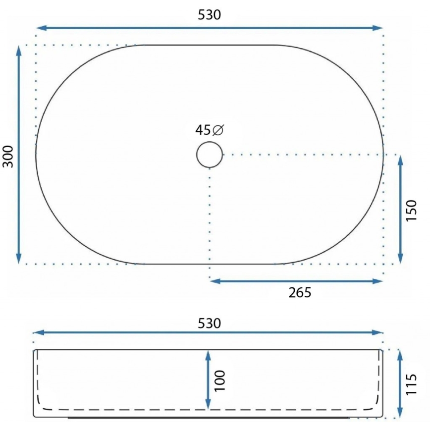 REA-U9108 - Nadpultni umivalnik LAYLA 30x53 cm keramika/sijajna bela
