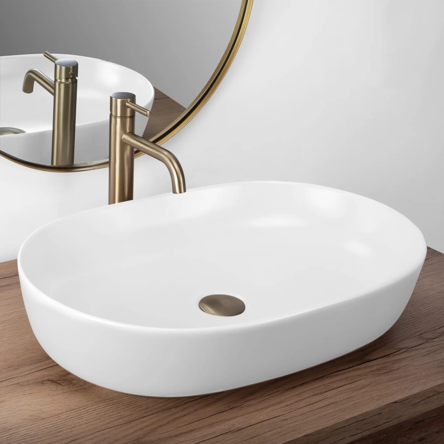 REA-U9653 - Umivalnik na pult CLEO 41x60,5 cm keramika/matna bela