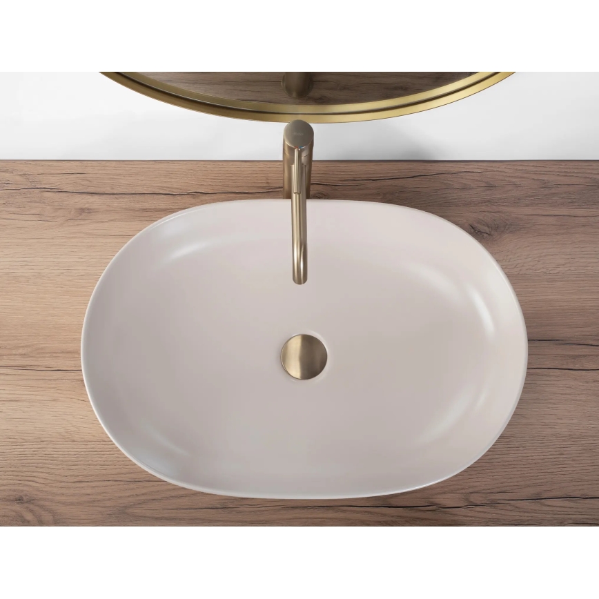 REA-U9655 - Umivalnik na pult CLEO 41x60,5 cm keramika/bež