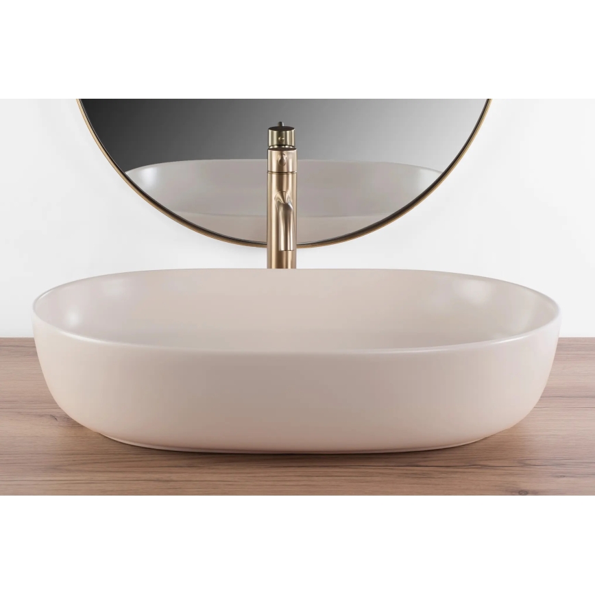 REA-U9655 - Umivalnik na pult CLEO 41x60,5 cm keramika/bež