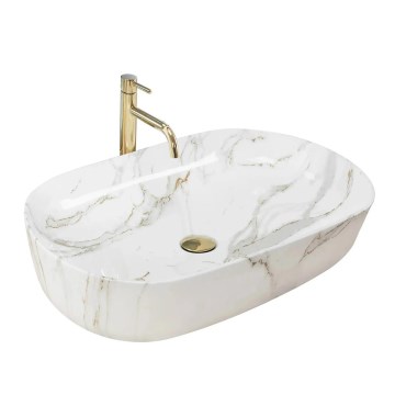 REA-U9656 - Umivalnik na pult CLEO 41 x 60,5 cm keramika/marmorni dekor