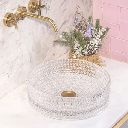 REA-U9670 - Umivalnik za pult CRISTAL 35,5 cm steklo/prozorno