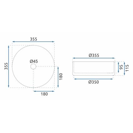 REA-U9670 - Umivalnik za pult CRISTAL 35,5 cm steklo/prozorno