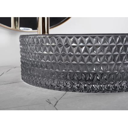 REA-U9671 - Umivalnik za na pult CRISTAL premer 35,5 cm steklo/dimno siva