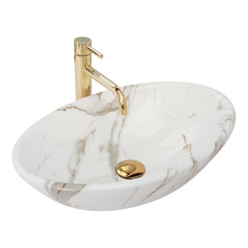 REA-U9685 - Namizni umivalnik PAMELA 33x53 cm keramika/marmornati dekor