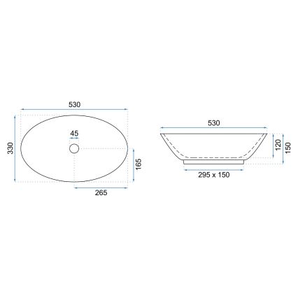REA-U9685 - Namizni umivalnik PAMELA 33x53 cm keramika/marmornati dekor