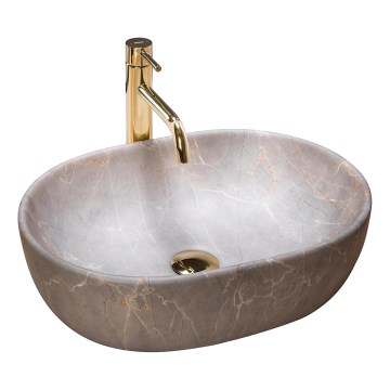 REA-U9887 - Umivalnik na pult LARA 35x48,5 cm keramika/siva/marmorni dekor