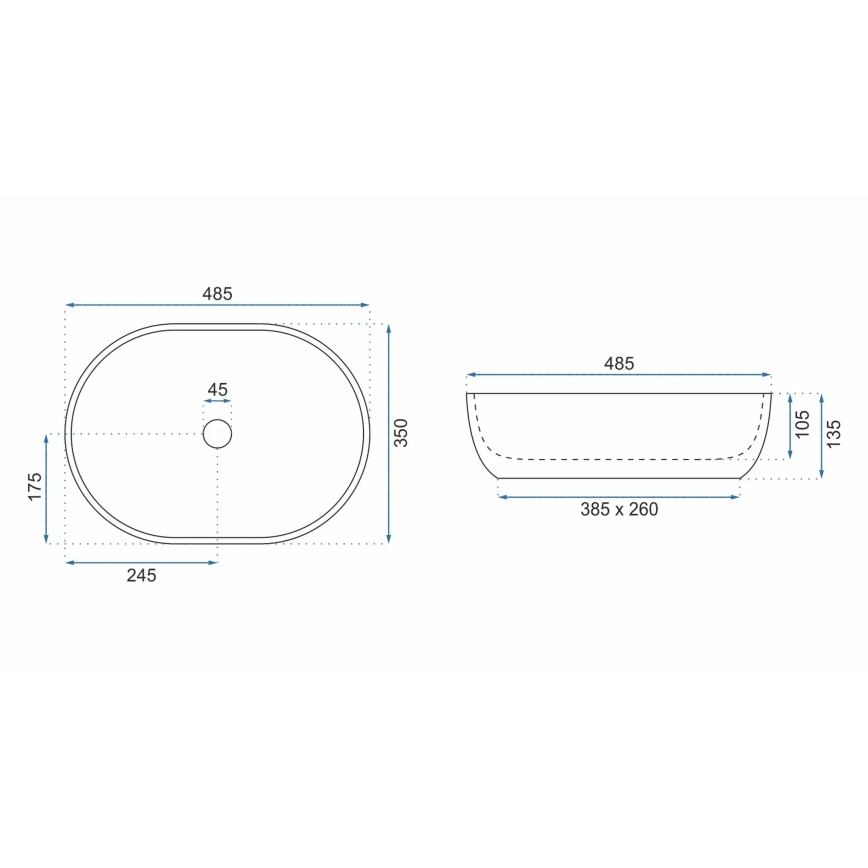 REA-U9889 - Pultni umivalnik LARA 35x48,5 cm keramika/siva/imitacija kamna