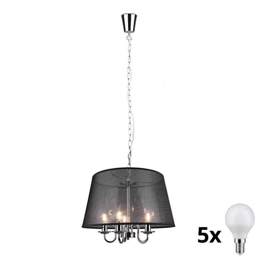 Reality - LED Lestenec na verigi CIMA 5xE14/40W/230V črna
