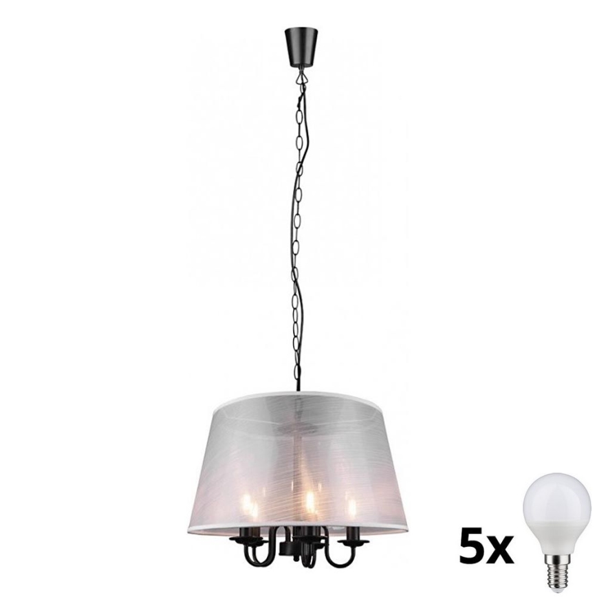 Reality - LED Lestenec na verigi CIMA 5xE14/40W/230V siva