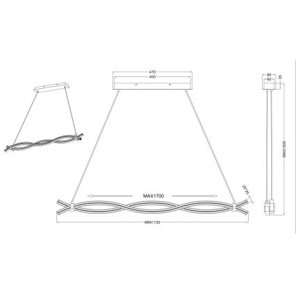 Reality - LED Lestenec na vrvici WAVE LED/16W/230V + LED/9W