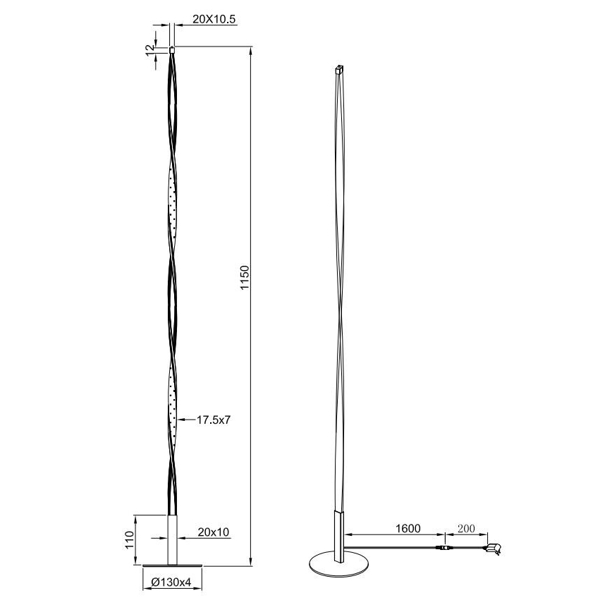 Reality - LED Zatemnitvena talna svetilka SPIN LED/10,5W/230V