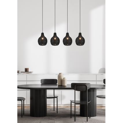 Reality - Lestenec na kablu SPROUT 4xE14/30W/230V črna/ratan