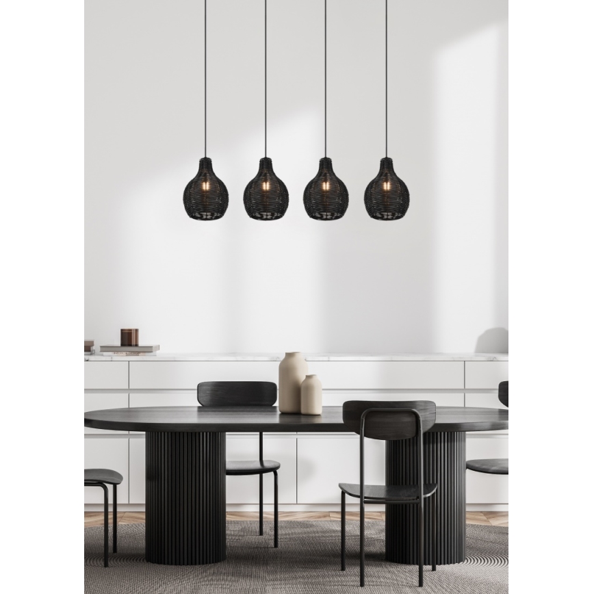 Reality - Lestenec na kablu SPROUT 4xE14/30W/230V črna/ratan