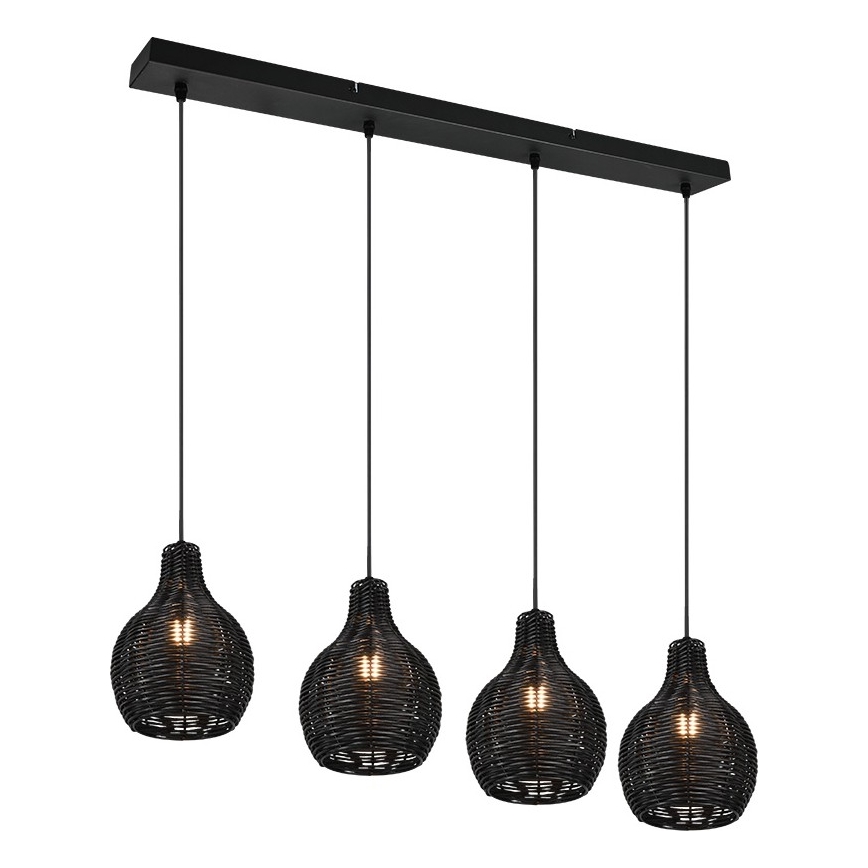 Reality - Lestenec na kablu SPROUT 4xE14/30W/230V črna/ratan