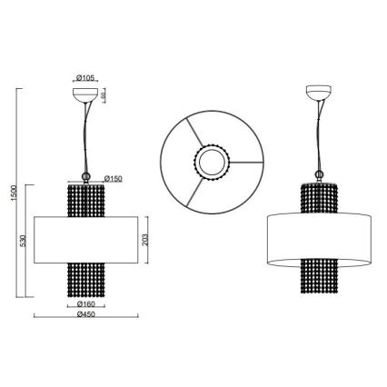 Reality - Lestenec na vrvici KING 3xE14/28W/230V srebrna