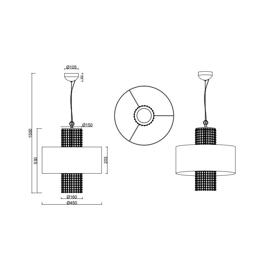 Reality - Lestenec na vrvici KING 3xE14/28W/230V srebrna