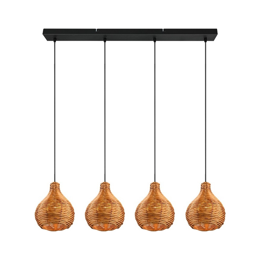 Reality - Viseča svetilka na vrvici SPROUT 3xE14/40W/230V rjava/ratan