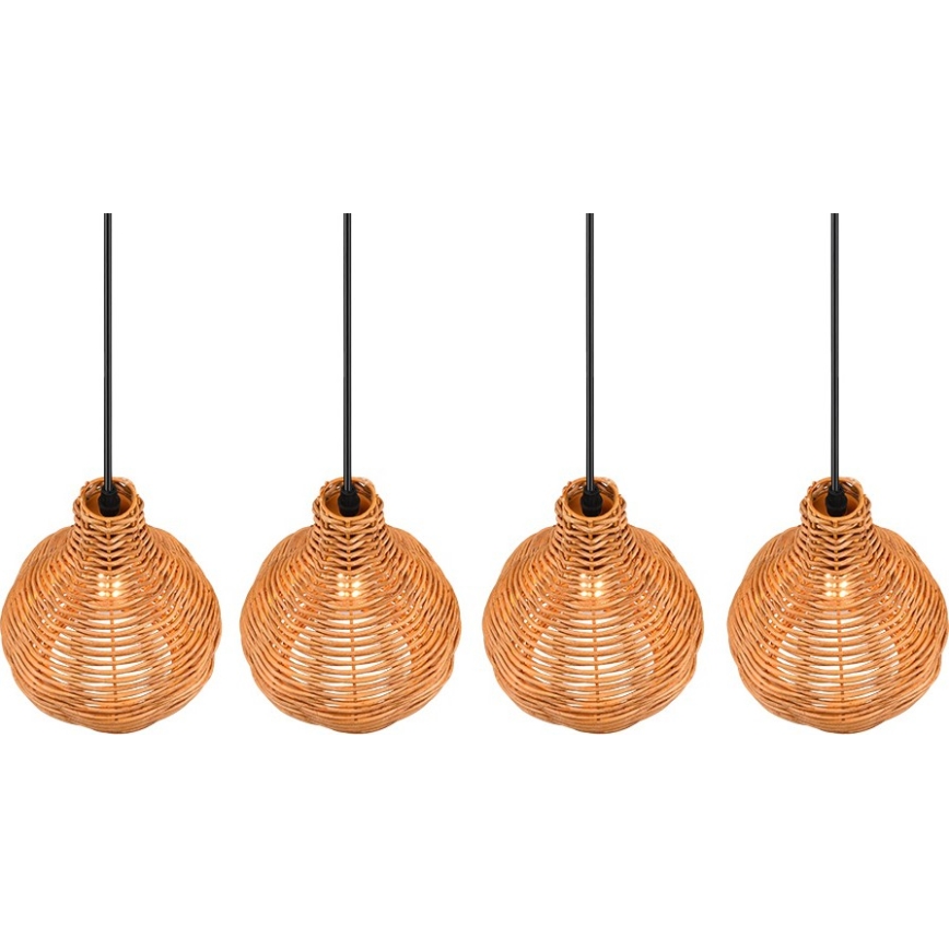 Reality - Viseča svetilka na vrvici SPROUT 3xE14/40W/230V rjava/ratan