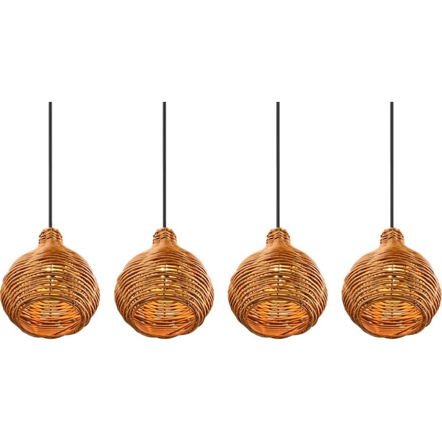 Reality - Viseča svetilka na vrvici SPROUT 3xE14/40W/230V rjava/ratan