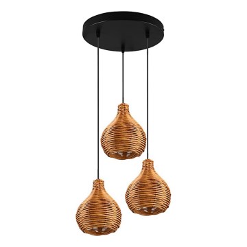 Reality - Viseči lestenec SPROUT 3xE14/40W/230V rjava/ratan