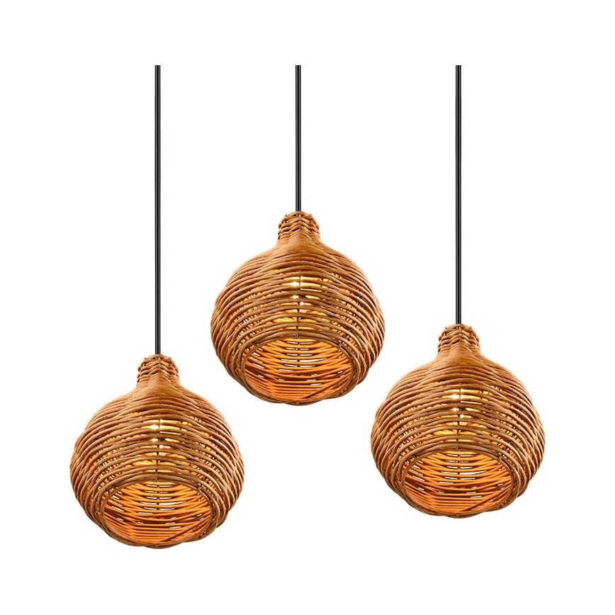 Reality - Viseči lestenec SPROUT 3xE14/40W/230V rjava/ratan