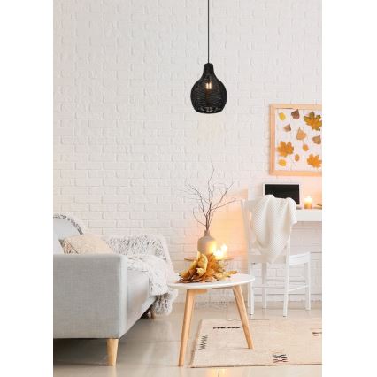 Reality - Viseči lestenec SPROUT na vrvici 1xE14/40W/230V črna/ratan