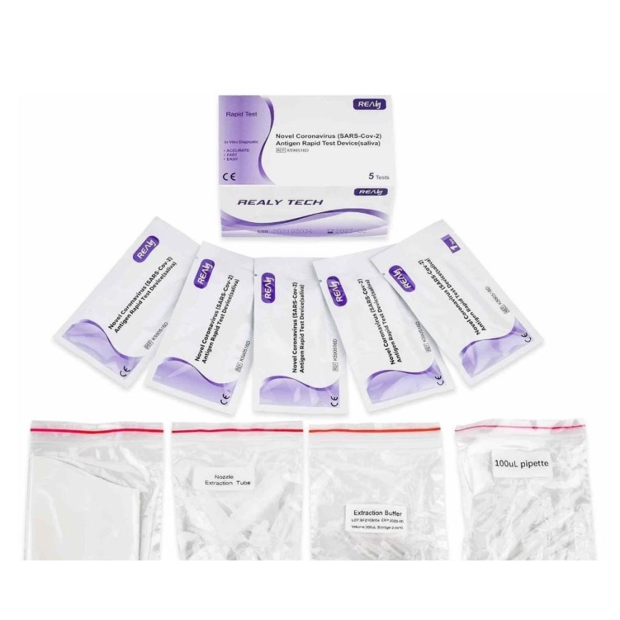 RealyTech - Antigenski COVID-19 hitri (Rapid) test sline 5 kom.