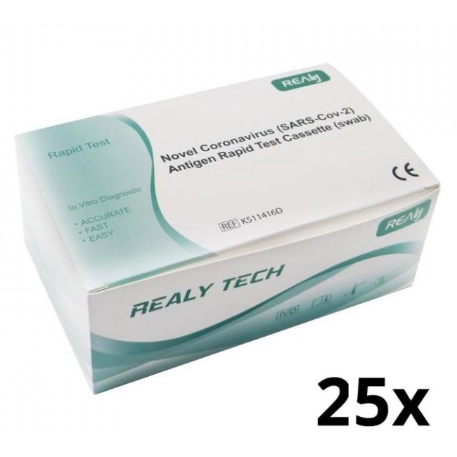 RealyTech - Antigenski COVID-19 hitri test (swab) - z nosu 25 kom.