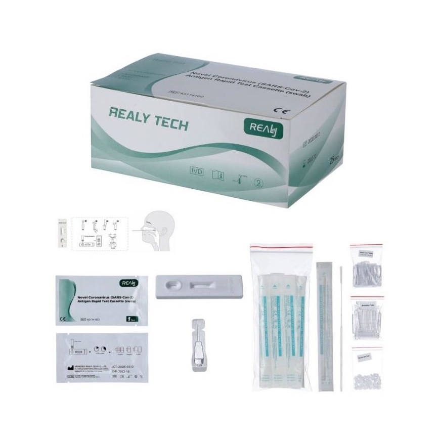 RealyTech - Antigenski COVID-19 hitri test (swab) - z nosu 25 kom.