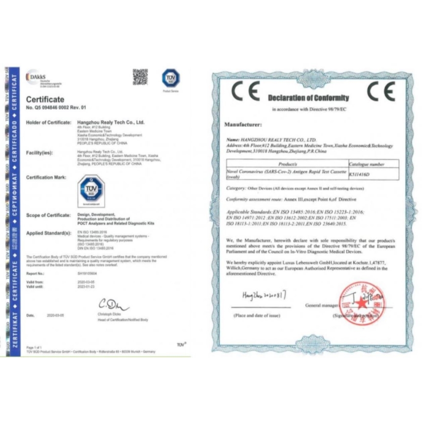RealyTech - Antigenski COVID-19 hitri test (swab) - z nosu 25 kom.