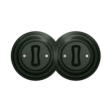 Reblig - Dvojno retro enopolno stikalo z okvirjem št. 1, zeleno