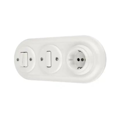 Reblig - Porcelanasta retro vtičnica brez okvirja SCHUKO 250V/16A bela