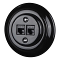 Reblig - Porcelanasta retro Ethernet vtičnica z okvirjem 2xCAT.5E črna