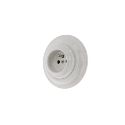 Reblig - Porcelanasta retro stenska vtičnica z okvirjem 250V/16A bela