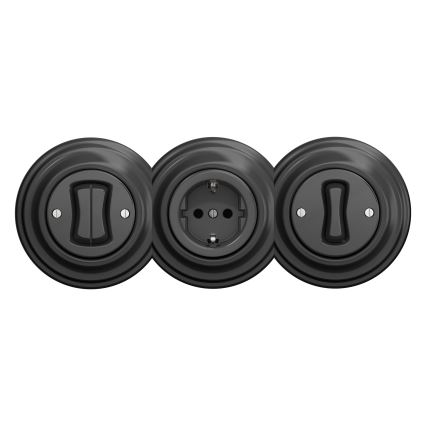 Reblig - Retro stenska vtičnica SCHUKO 230V/16A, brez okvirja, antracit