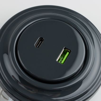 Reblig - Retro USB vtičnica A+C z antracitnim okvirjem