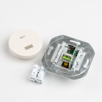 Reblig - Retro USB vtičnica A+C z okvirjem, bež