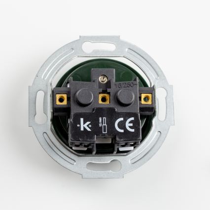 Reblig - trojna retro stenska vtičnica z okvirjem, 230 V, zelena