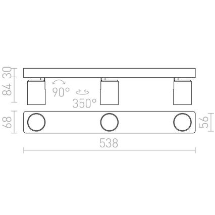 RED - Design Rendl - R12078 - Reflektor DUGME 3xGU10/35W/230V