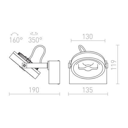 RED - Design Rendl - R12332 - LED Stenski reflektor KELLY LED/12W/230V