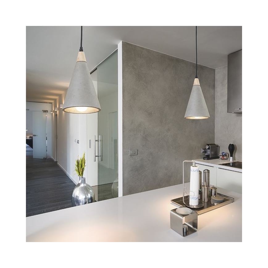RED - Design Rendl - R12380 - Lestenec na vrvici HEIDI 1xE27/28W/230V beton/les