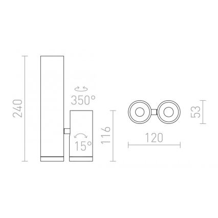 RED - Design Rendl - R12499 - LED Reflektor BOGARD 2xLED/5W/230V