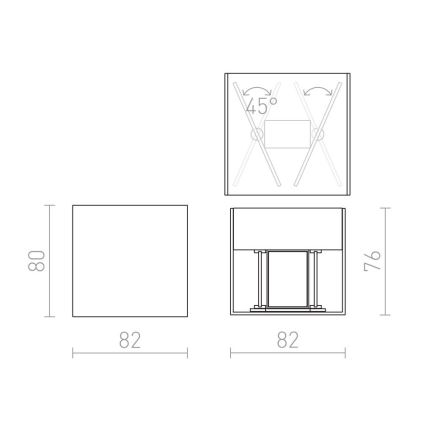 RED - Design Rendl - R12556 - LED Zunanja stenska svetilka CARRE 2xLED/3W/230V IP54