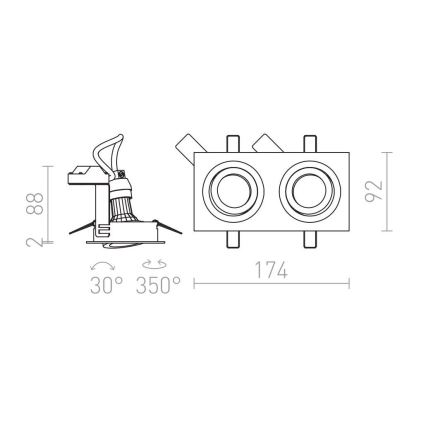 RED - Design Rendl - R12713- Vgradna svetilka PASADENA 2xGU10/50W/230V