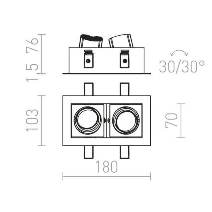 RED - Design Rendl - R12857 - LED Vgradna svetilka BONDY 2xLED/7W/230V