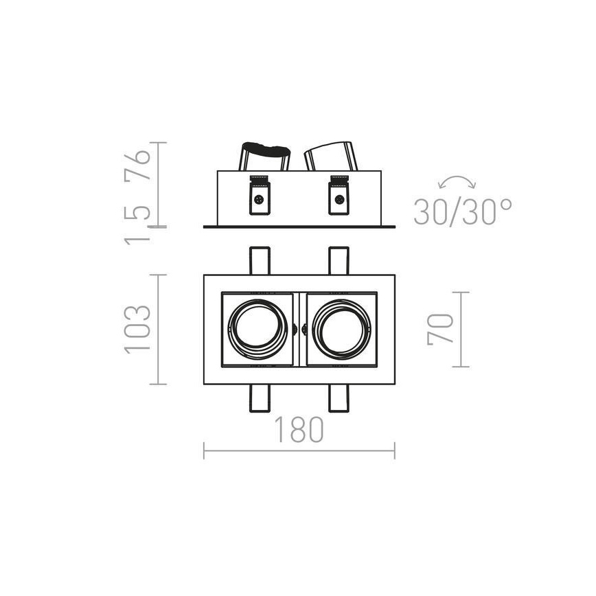RED - Design Rendl - R12857 - LED Vgradna svetilka BONDY 2xLED/7W/230V